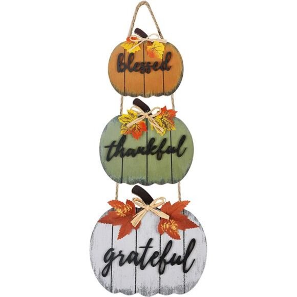 Fall Decorations for Home Blessed Grateful Thankful Door Sign Fall Decor - Picture 8 of 8